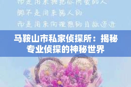 马鞍山市私家侦探所：揭秘专业侦探的神秘世界