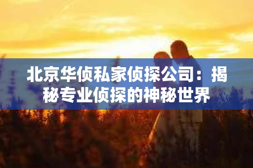 北京华侦私家侦探公司：揭秘专业侦探的神秘世界