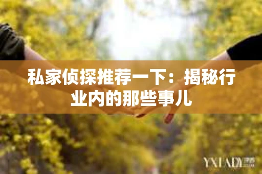 私家侦探推荐一下：揭秘行业内的那些事儿